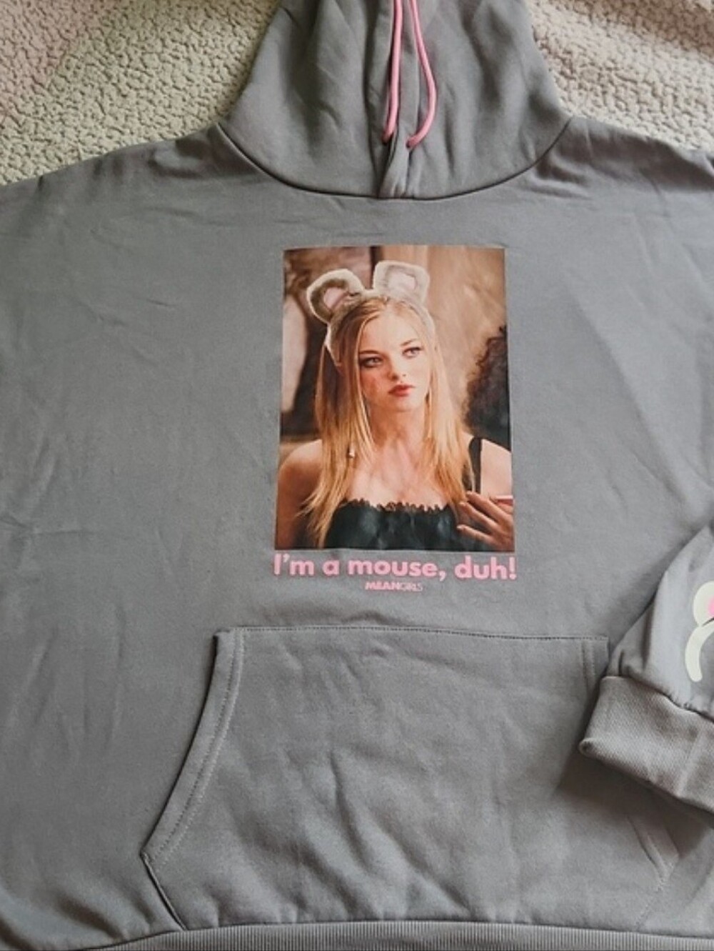 Mean Girls, Halloween, Gray Hoodie "I'm A Mouse, Duh!" Casual Sweater Hoodie